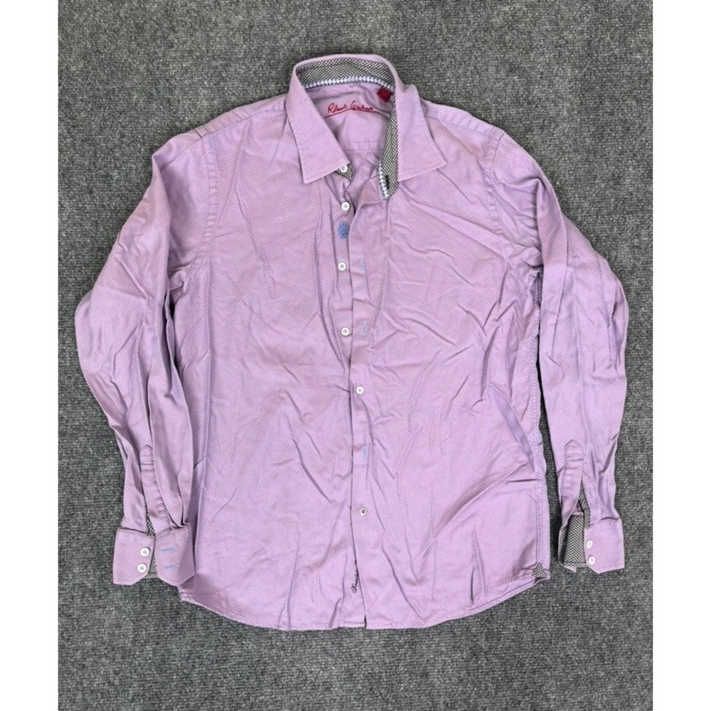 Robert Graham Button‎ Up Shirt Mens Purple Diamond Pattern Long Sleeve Size XL